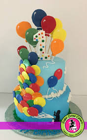 Birthday Cake And Balloons Images 1st Birthday Cake Balloons Bright Colors Silhouette Sugar Divas Cakery Cake Tiered Cakes Birthday Cake