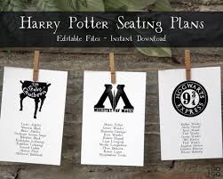 Editable Harry Potter Illustrated Table Names Seating Chart Wedding Hanging Seating Plan Hogwarts Ministry Of Magic Diagon Alley