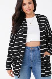 Black And White Striped Cardigan Plus Size Striped Cardigan Forever 21 In 2020 Striped Cardigan Forever 21 Plus Cardigan