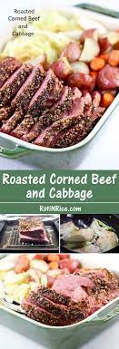 Roasted Corned Beef And Cabbage Recipe Roasted Corned Beef Corned Beef Recipes Baked Corned Beef