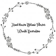 Black And White Wreath Graphic Hand Drawn Floral Black And White Wreath Clipart How To Draw Hands Wreath Drawing Clip Art