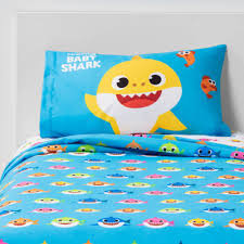 Pinkfong Baby Shark Twin Shark City Sheet Set In 2020 Baby Shark Shark Nursery Shark Bedding