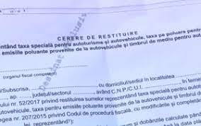 Model actiune restituire timbru de mediu 2017. Guvernul A Simplificat Procedura De Restituire A Taxei Auto Si A Timbrului De Mediu 29 03 2018 Bursa Ro