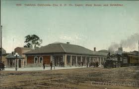 The S P Co Depot First Street And Broadway Oakland Ca Postcard Oakland California Street Train Depot