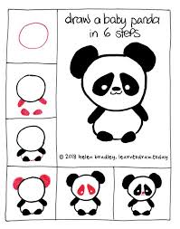 Black And White Cute Baby Panda Drawing Learn To Draw A Cute Baby Panda In Six Steps Learn To Draw Baby Panda Cute Animal Clipart Cute Baby Animals