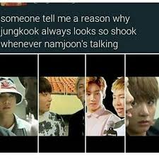 Namjoon Say Stuff That Has Jungkook Thinking That S All That S Jungkook Hold Up Wait A Minute Let Me Think About This Face Bts Funny Bts Boys Bts Bangtan Boy