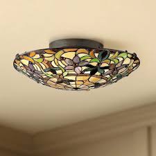 Tiffany style ceiling fixtures are sure to illuminate your living space with a. Quoizel Kami 17 Wide Vintage Bronze Ceiling Light 3t136 Lamps Plus