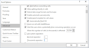 Change The Decimal Point To A Comma Or Vice Versa Microsoft Excel 2016