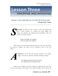 Synonyms And Antonyms