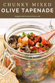 Chunky Mixed Olive Tapenade Recipe Condiment Recipes Tapenade Easter Food Appetizers
