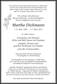 Traueranzeigen von Martha Dickmann