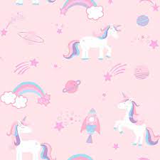 Unicorns Rockets Rainbows Pink Wallpaper Kartu Bayi Wallpaper Iphone Kartun