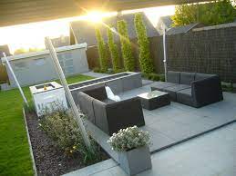 moderne vijver verhoogd lounge terras polyester wit waterval lounge set schaduwdoek pond fiberglass tuin ideeen tuin vijver