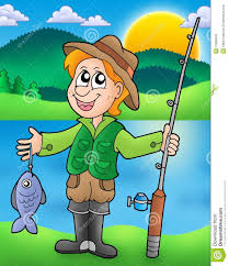 Pecheur De Dessin Anime Avec Des Poissons Illustration Stock Illustration Du Avec Anime 13685042