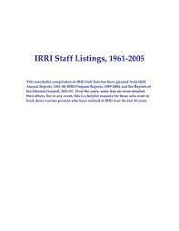 Maybe you would like to learn more about one of these? Irri Staff Listings 1961 2005 Cgiar