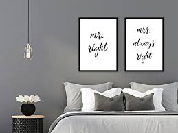 Gerahmtes Poster Mr Right Mrs Always Right Bilderwand Gestalten Wandgestaltung Wandgestaltung Schlafzimmer