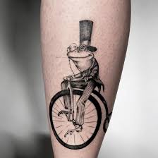 Frog On Penny Farthing Tattoo By Charlie Rose Tattoo Canggu Bali Bicycle Tattoo Tattoo Studio Tattoos