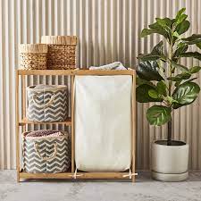 11.8cm (l) x 70.6cm (h) x 35.2cm (w) material: Behind The Scenes With The Kmart Design Team Tlc Interiors Bamboo Frame Zig Zag Basket Hamper
