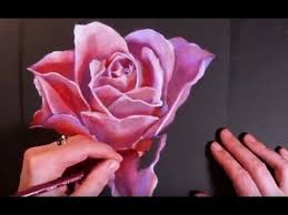 Speed Painting Flower Drawing A Rose With Colored Pencils On Black Paper Flower Drawing Roses Drawing Flower Painting
