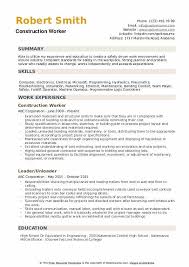 Construction Worker Resume Samples Qwikresume