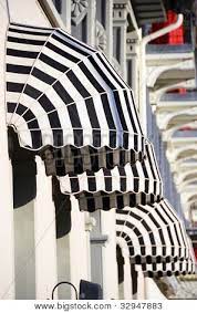 Striped Awnings Of A Restaurant Poster Window Awnings Awning Canopy Canvas Awnings