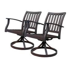 Shop Allen Roth Set Of 2 Gatewood Brown Slat Seat Aluminum Swivel Rocker Patio Dining Chairs At Lowe Patio Dining Chairs Swivel Dining Chairs Aluminum Patio
