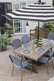 Black And White Outdoor Umbrella Diy Tassel Umbrella Using Durable Outdoor Yarn Cuckoo4design In 2020 Outdoor Patio Table Wood Patio Table Black Patio Furniture