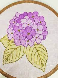 Hydrangea Embroidery Flower Embroidery Hand Embroidery Etsy In 2020 Hand Embroidery Embroidery Flowers Floral Gifts