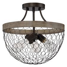 Farmhouse Light Chicken Wire Semi Flush Ceiling Light By Quoizel Lighting Wse1715cg Destination Lighting