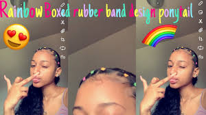 Rainbiw rubber band hair styles with pic legit ng : Rainbow Boxed Rubber Band Design Ponytail Ft Megalook Hair Youtube