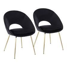 Luxurious velvet fabric covers the comfortably cushioned seat and back of the side chair. Black Velvet Dining Chairs Kitchen Dining Room Furniture The Home Depot