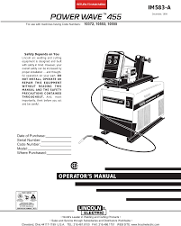 Lincoln Electric Power Wave 455tm Im583 A Users Manual