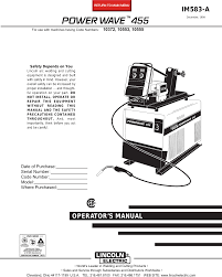 lincoln electric power wave 455tm im583 a users manual