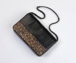 No R1607 Black Semi Shiny Crocodile With Brown Bronze Leopard Python Dark Brown Crocodile On The Sides And Bottom And Handcrafted Bags Bags Wallet On A Chain