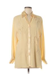 Details About St Michael From Marks Spencer Women Yellow Long Sleeve Blouse 12 Uk