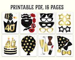 Birthday Photo Booth Props Printable Templates 40th Birthday Photo Booth Props Printablepdf Black And Gold Etsy Birthday Photo Booths Photo Booth Props Birthday Props