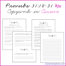 Proverbs 31 10 31 Copywork In Cursive Handwriting Analysis Cursive Practice Copywork