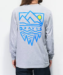 Dravus Mountains Grey Long Sleeve T Shirt