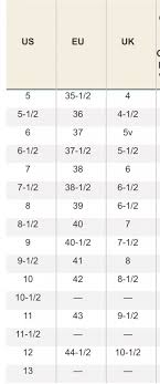 Uk Us Euro Womens Shoe Sizing Conversion Chart Lovely