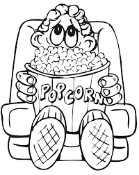 Movie Coloring Page Of A Kid With Popcorn Family Coloring Pages Coloring Pages For Kids Coloring Pages