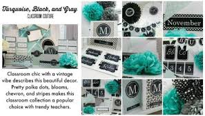 Black And White Bulletin Board Ideas Turquoise Aqua Teal Black White Gray Polka Dots Chevron Classroom Decor Decorations Theme Organizatio Chevron Classroom Chevron Classroom Decor Classroom Decor