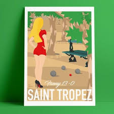 Affiche 50x70 Eric Garence Saint Tropez Place Des Lices Cote D Azur Affiches D Art Deco Saint Tropez Affiche