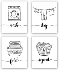 Laundry room decor, laundry room decals, self serve open 24 hours, funny laundry quote, rustic decor, farmhouse style, housewarming gift. Amazon Com Hpniub Funny Laundry Quotes Art Print Set Of 4 8 X10 Laundry Room Saying Wash Dry Fold Repeat Canvas Poster Modern Minimalist Doodle Printing For Laundry Room Bathroom Decor No Frame Everything Else