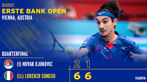 And less than a week ago he was not in the main draw at all, falling. Us Open Tennis On Twitter Forza Lorenzo No 42 Lorenzo Sonego Stuns Top Ranked Novak Djokovic On The Indoor Hard Courts Of Vienna