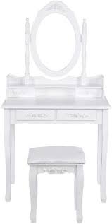 Princess dresser make up dressing. Mirror Stool Set Bedroom Makeup Desk 4 7 Drawers Vanity Wooden Dressing Table Vanities Makeup Tables Furniture