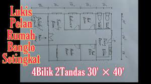 Pelan rumah 3 bilik 30x40. Pelan Rumah Banglo Setingkat 30 40 4 Bilik 2 Tandas Youtube