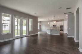 They don't show every spec of dirt, which many people appreciate. Parker White Cabinets Chesapeake Canyon Way Wood Floors Brown Fantasy Granite Sherwin Williams Colonnad Grey Walls Living Room Grey Walls Grey Wood Floors