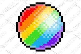 Rainbow Ball Pixel Art Eight Bit Pixel Art Art Art Icon