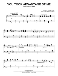 Rodgers Hart You Took Advantage Of Me Sheet Music Notes Chords Download Printable Piano Solo Sku 415749