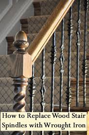 How To Replace Wood Stair Spindles Or Balusters With Wrought Iron Wrought Iron Stair Railing Wrought Iron Stairs Iron Stair Railing